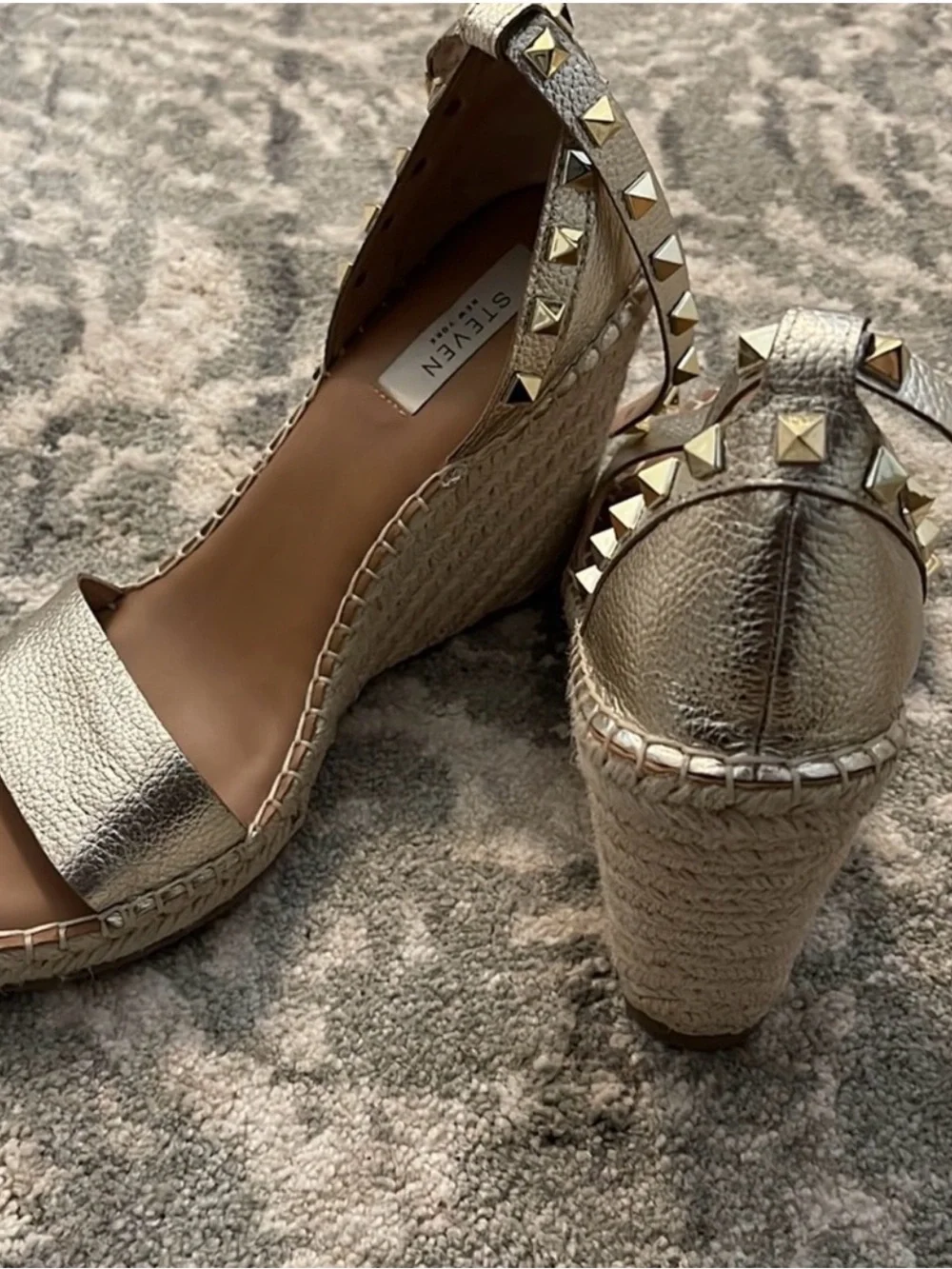 Steve Madden Metallic Gold Studded Wedge Sandals